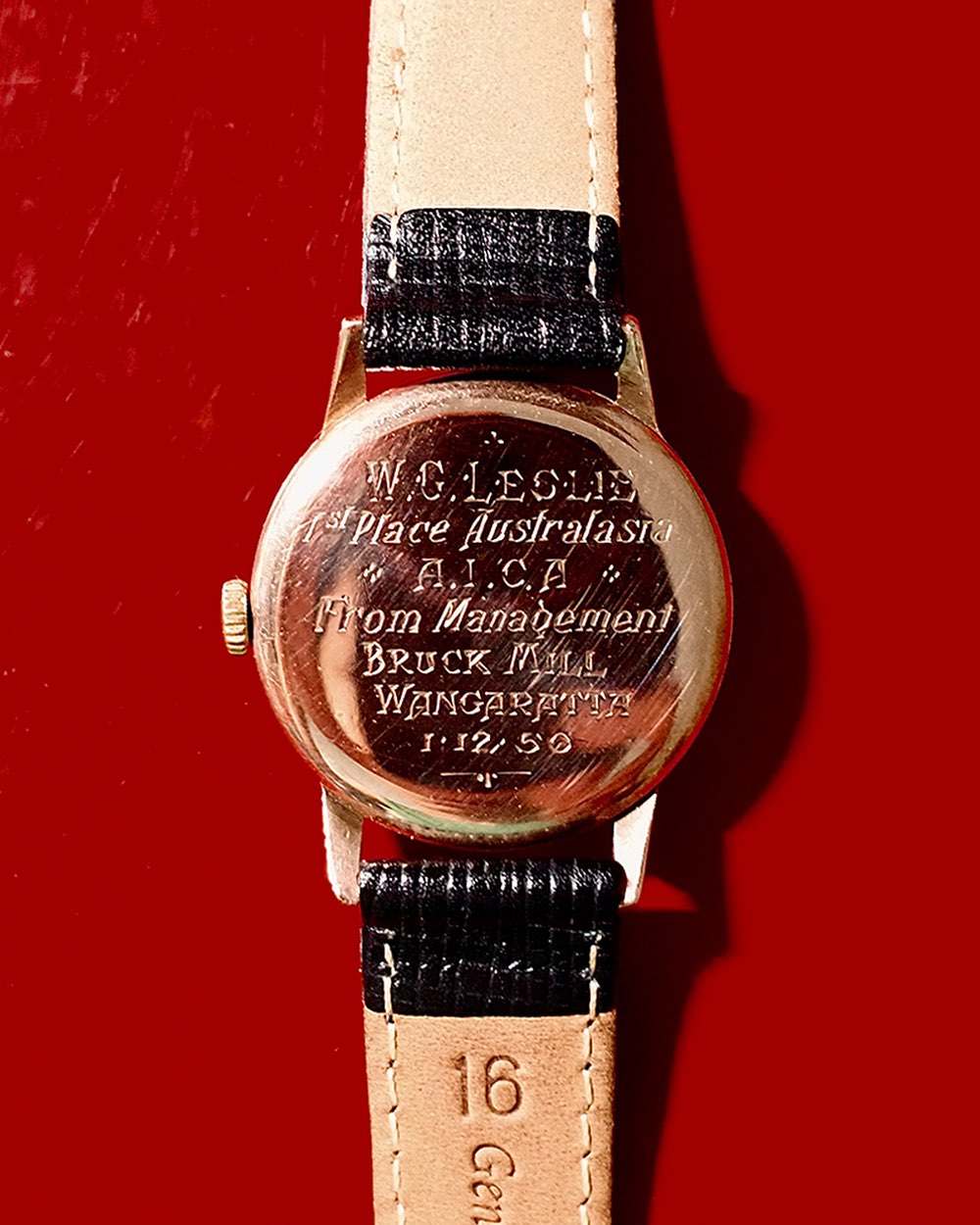The engraved caseback of a vintage Tudor